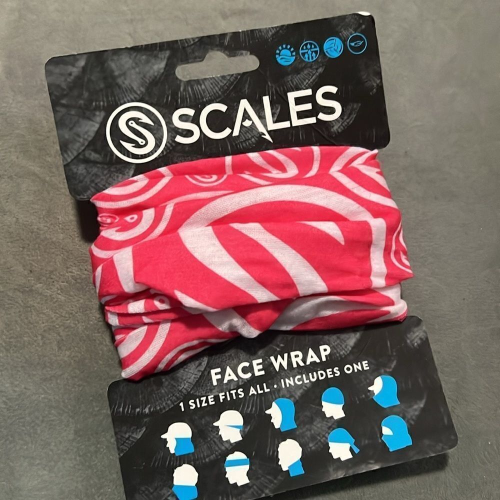 Scales Face Wrap - Boating Fishing Gear - Pink & White NEW w Tags - Face Scarf